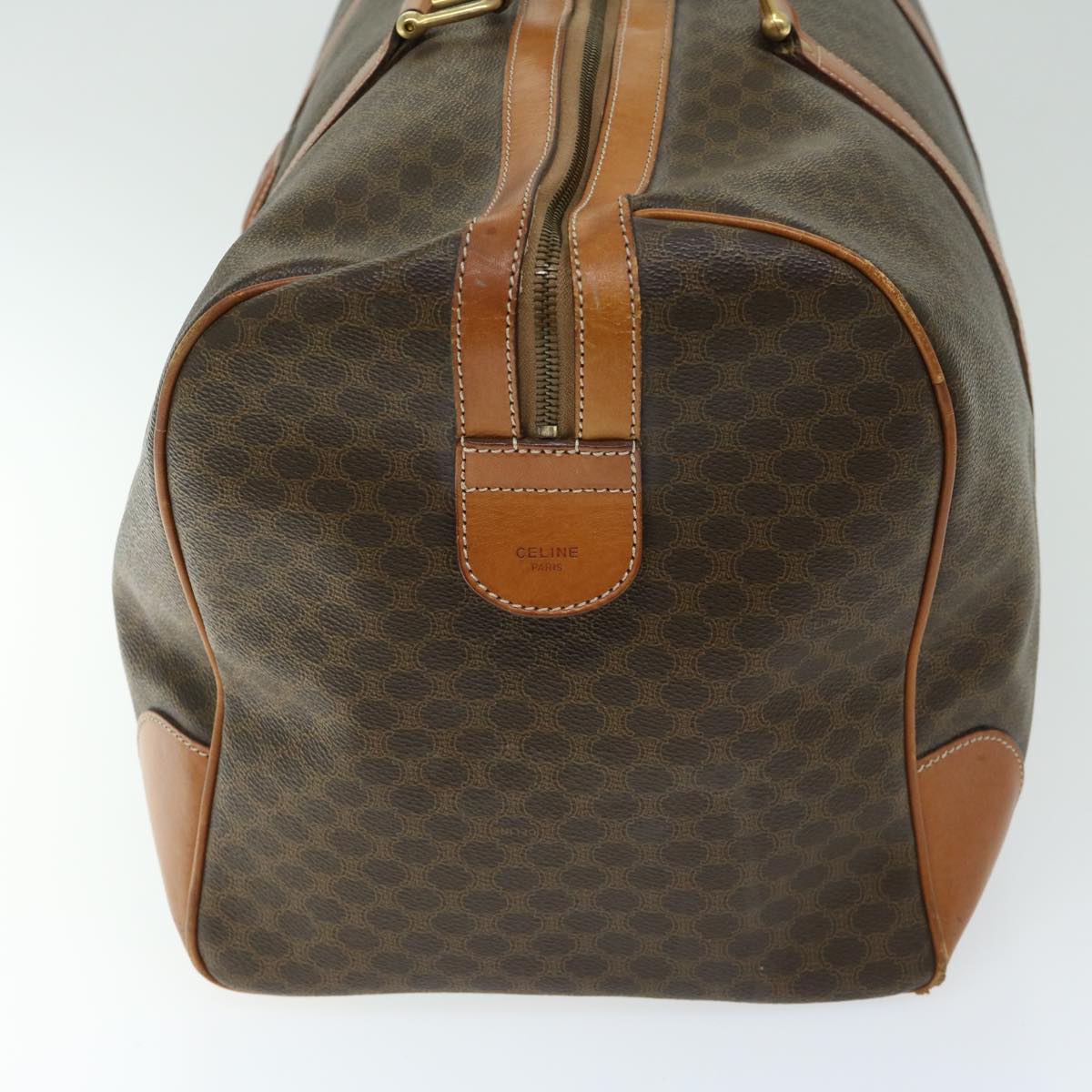Luxury CELINE Macadam Canvas Boston Bag PVC Brown 12095