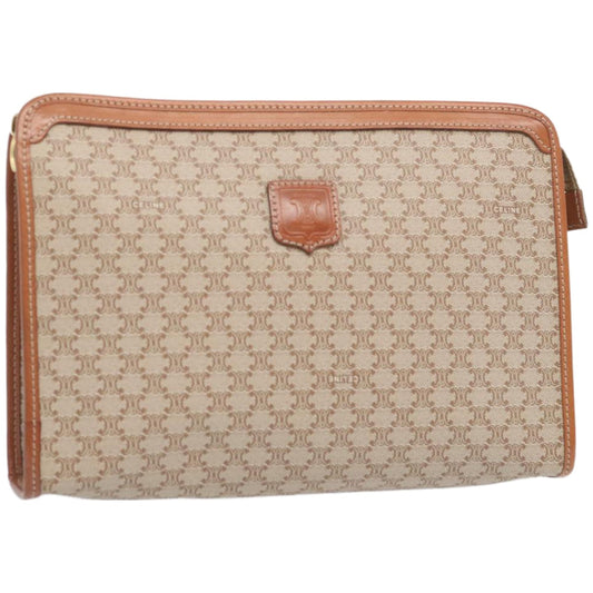 Luxury CELINE Macadam Canvas Clutch Bag Beige 12191