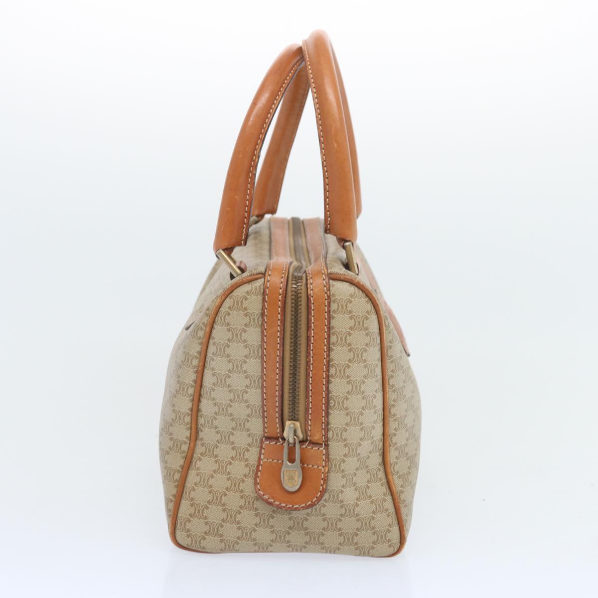 Luxury CELINE Macadam Canvas Boston Bag Beige 12260