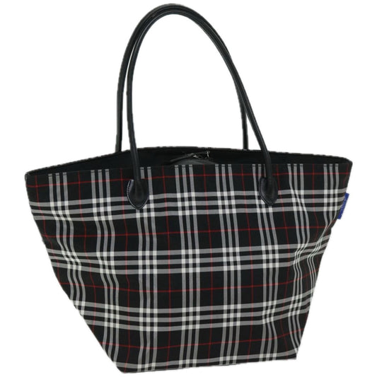 Burberry Nova Check Blue Label Tote Bag Nylon Black Auth bs12380