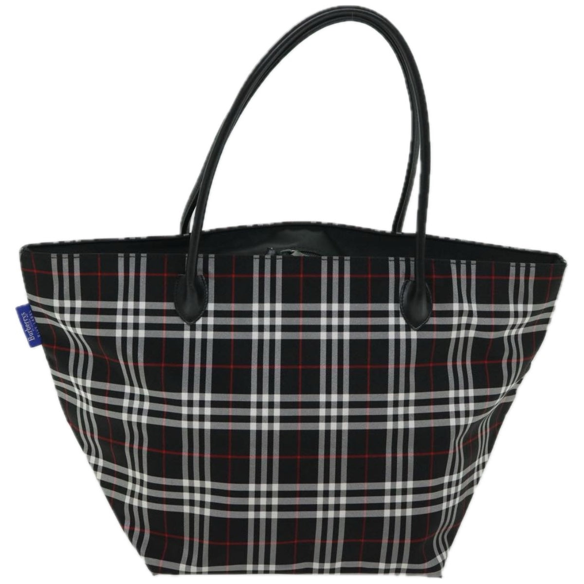 Burberry Nova Check Blue Label Tote Bag Nylon Black Auth bs12380