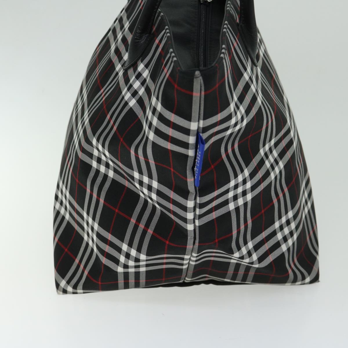 Burberry Nova Check Blue Label Tote Bag Nylon Black Auth bs12380