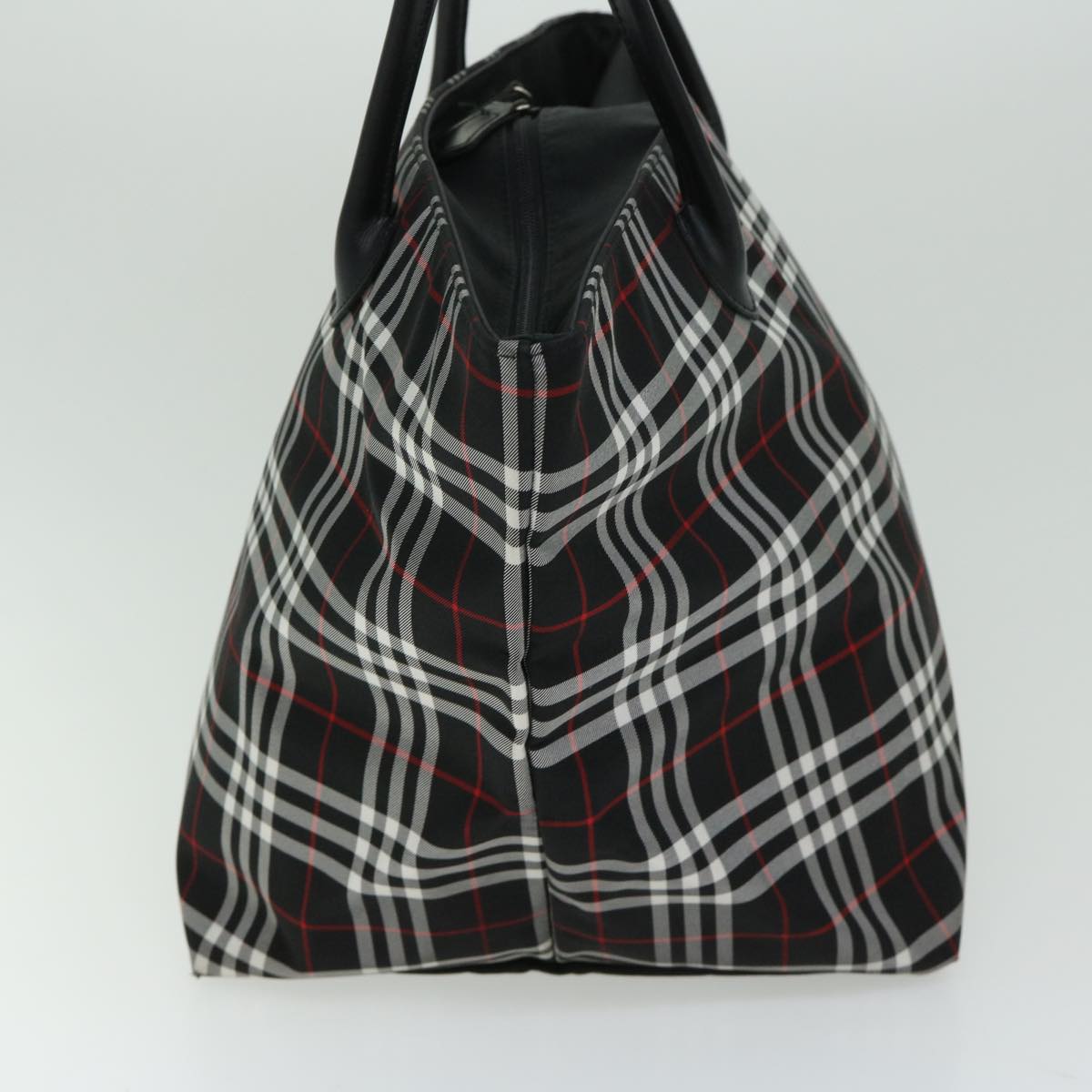 Burberry Nova Check Blue Label Tote Bag Nylon Black Auth bs12380