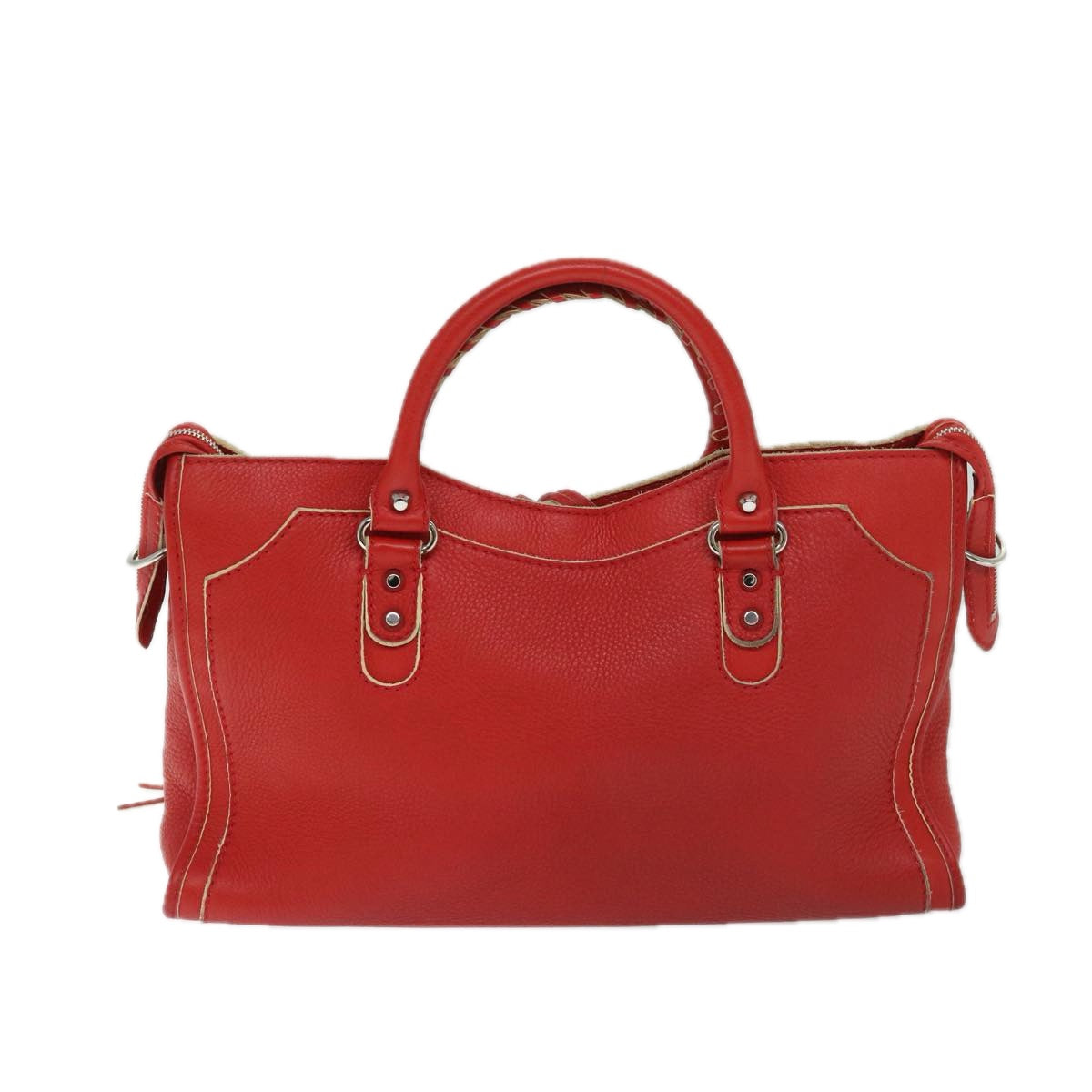 Balenciaga City Hand Bag Leather 2way Red 115748 Auth bs12559