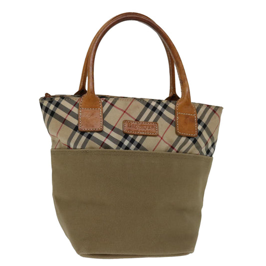 Burberry Blue Label Hand Bag Canvas Beige Auth bs12583
