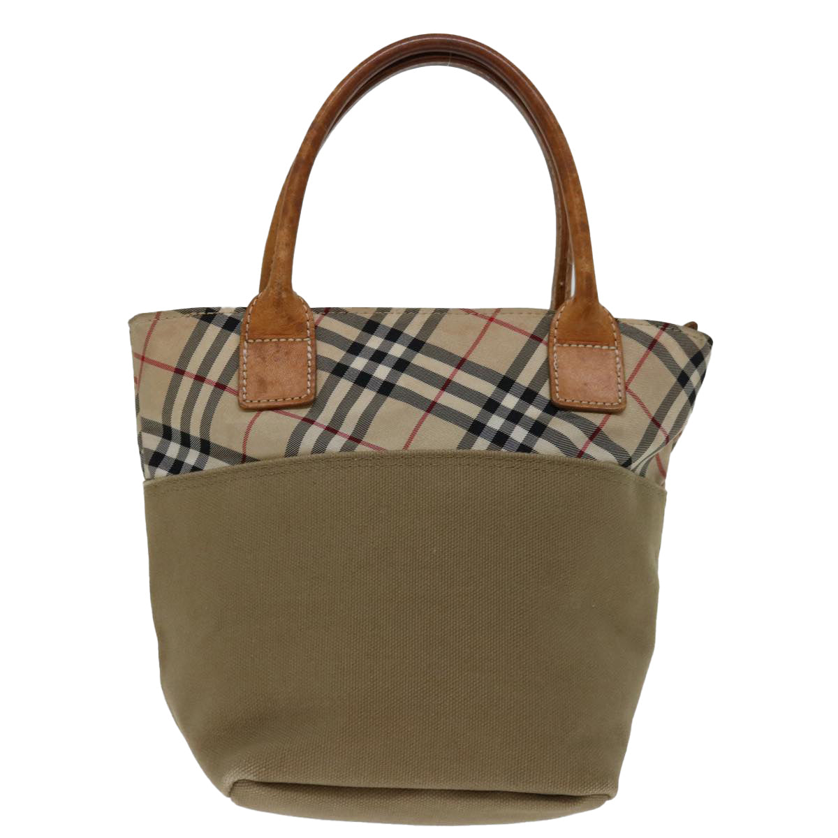 Burberry Blue Label Hand Bag Canvas Beige Auth bs12583