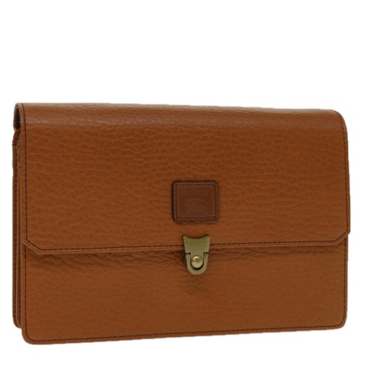 Burberry Clutch Bag Leather Brown Auth bs12584
