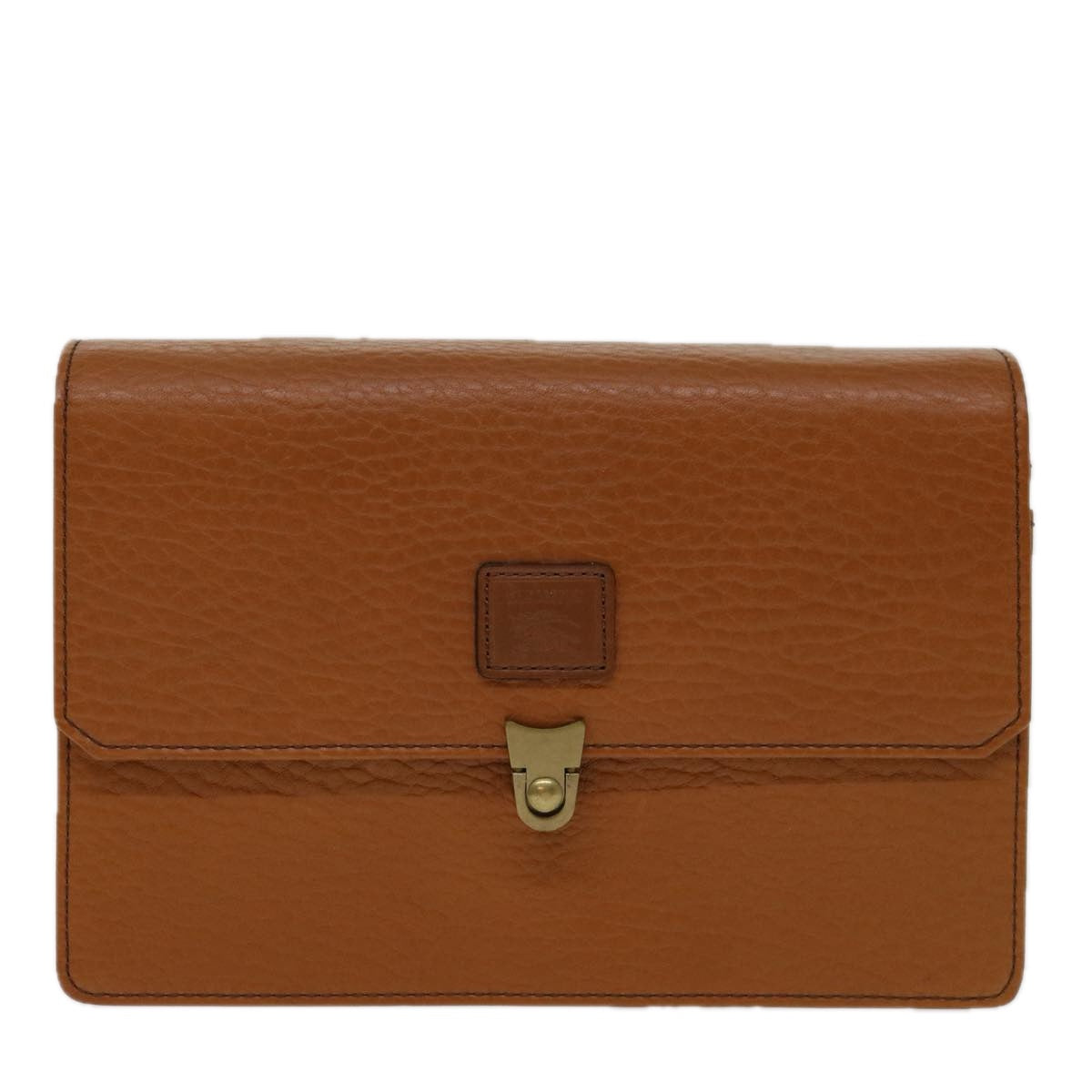 Burberry Clutch Bag Leather Brown Auth bs12584