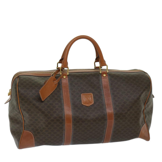 Luxury CELINE Macadam Canvas Boston Bag PVC Brown 12597
