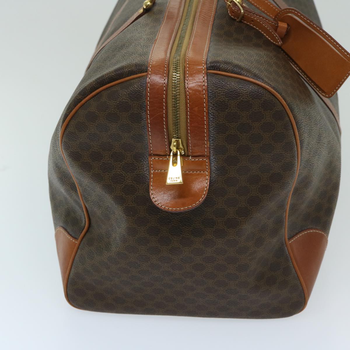 Luxury CELINE Macadam Canvas Boston Bag PVC Brown 12597