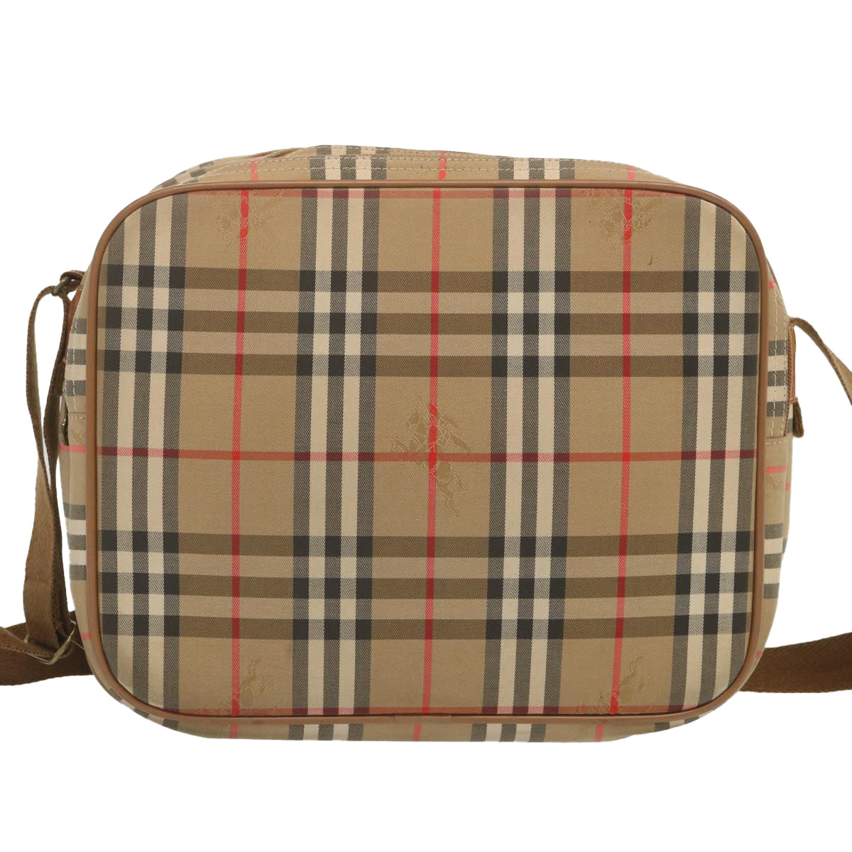 Burberry Nova Check Shoulder Bag Canvas Beige Auth bs12602