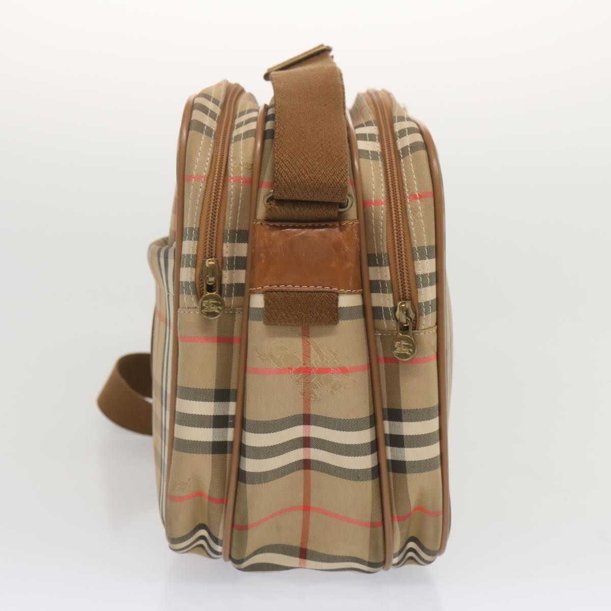 Burberry Nova Check Shoulder Bag Canvas Beige Auth bs12602