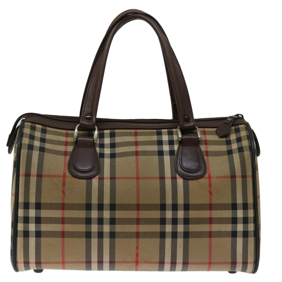 Burberry Nova Check Hand Bag Canvas Beige Auth bs12607