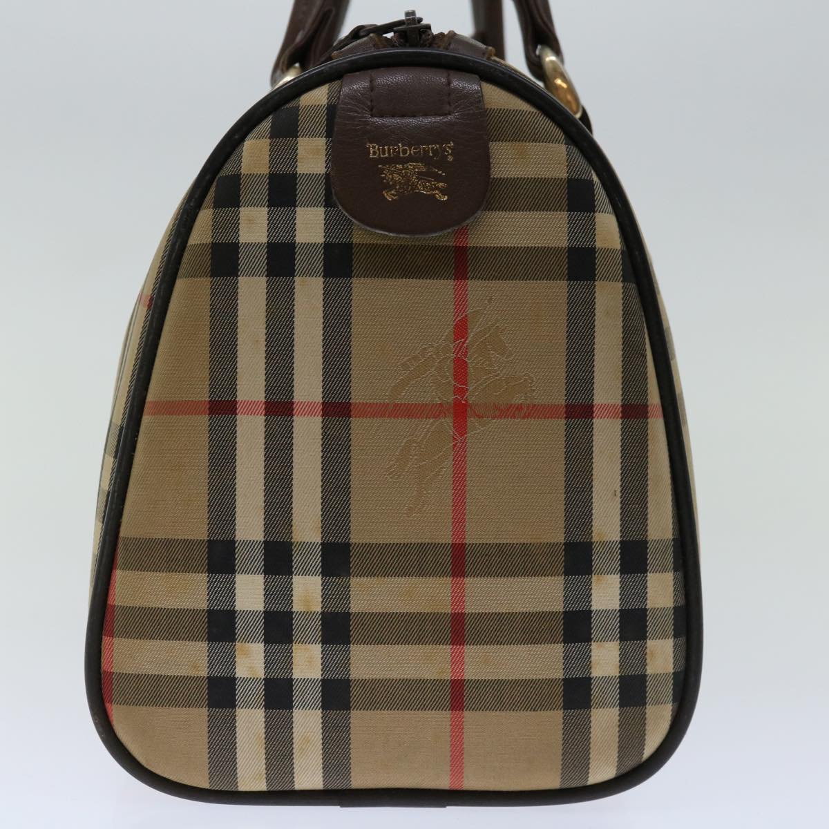 Burberry Nova Check Hand Bag Canvas Beige Auth bs12607