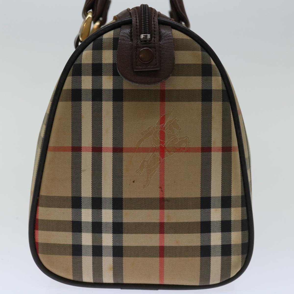 Burberry Nova Check Hand Bag Canvas Beige Auth bs12607