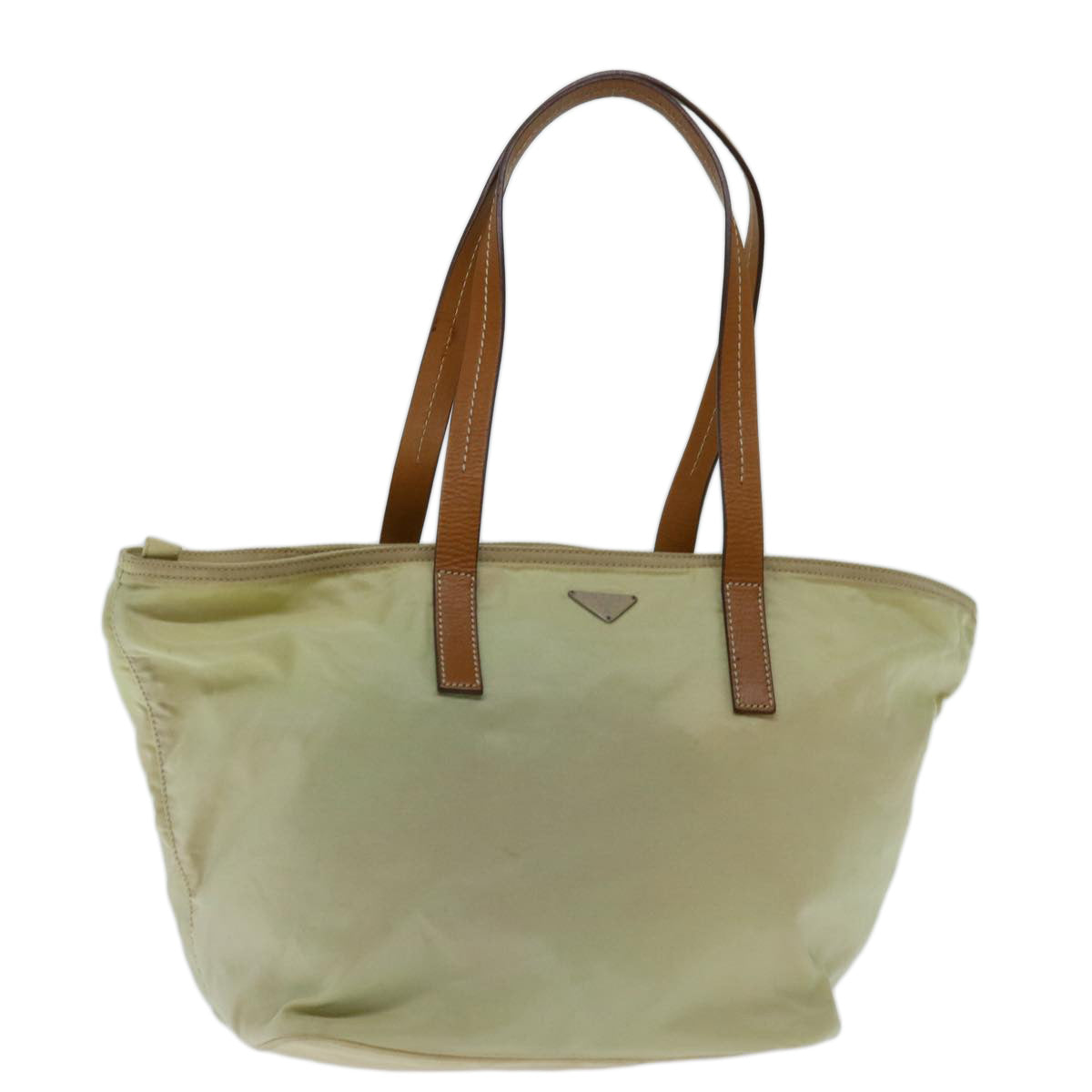 PRADA Tote Bag Nylon Beige Auth bs12616
