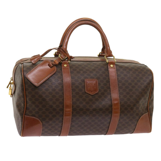 Luxury CELINE Macadam Canvas Boston Bag PVC Brown 12753