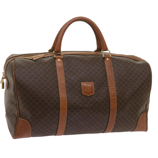 Luxury CELINE Macadam Canvas Boston Bag PVC Brown 12755