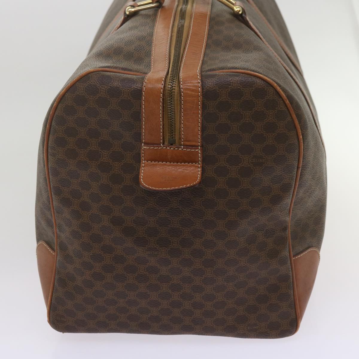 Luxury CELINE Macadam Canvas Boston Bag PVC Brown 12755