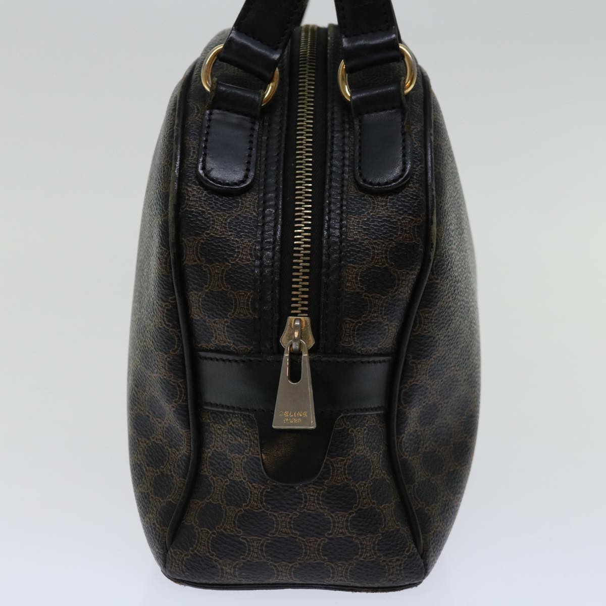 Luxury CELINE Macadam Canvas Hand Bag PVC Brown Black 12763