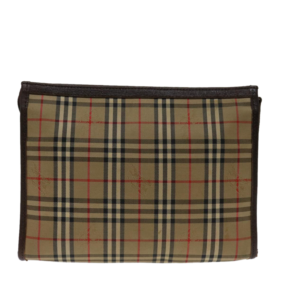 Burberry Nova Check Clutch Bag Canvas Beige Auth bs12774