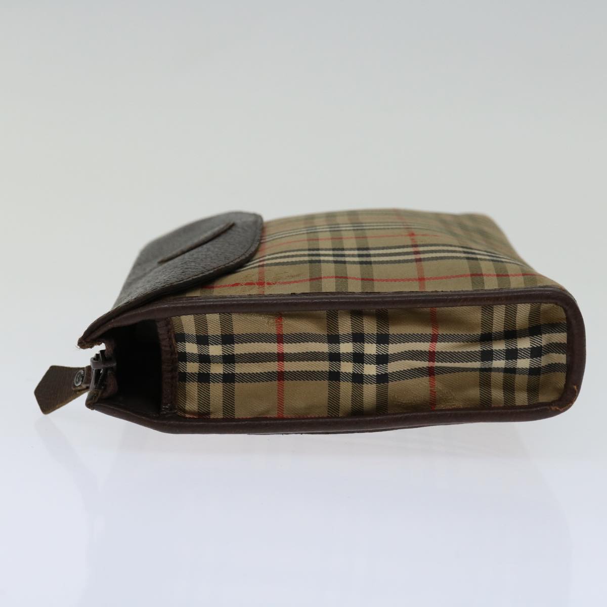 Burberry Nova Check Clutch Bag Canvas Beige Auth bs12774