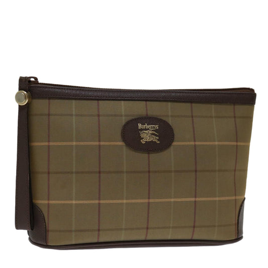 Burberry Nova Check Clutch Bag Canvas Beige Auth bs12792