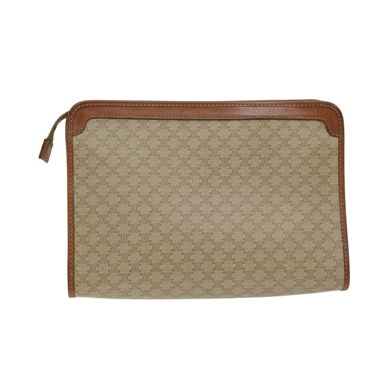 Luxury CELINE Macadam Canvas Clutch Bag Beige 12903