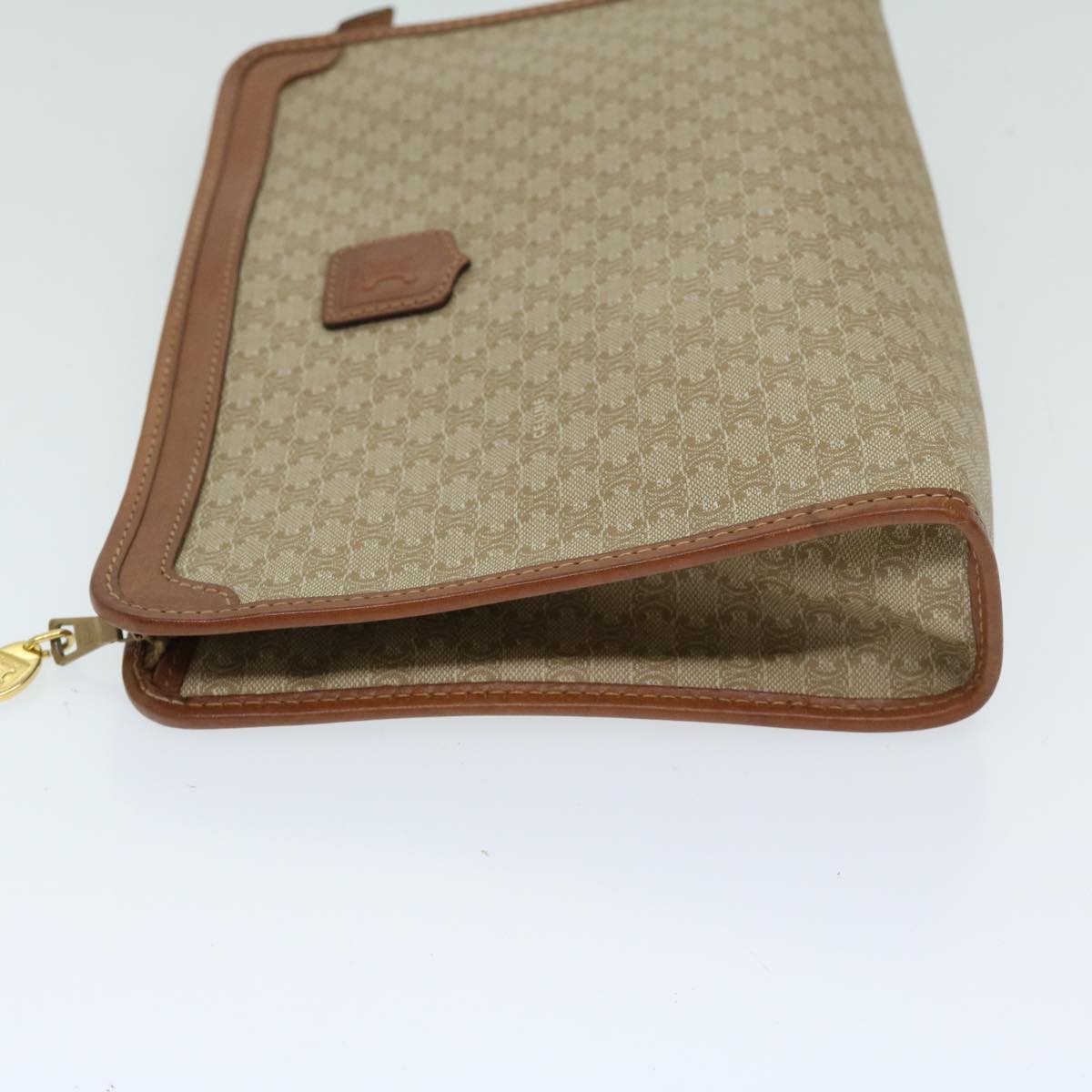Luxury CELINE Macadam Canvas Clutch Bag Beige 12903