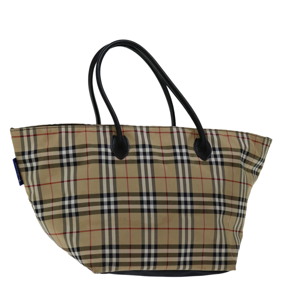 Burberry Nova Check Blue Label Hand Bag Nylon Beige Auth bs13235