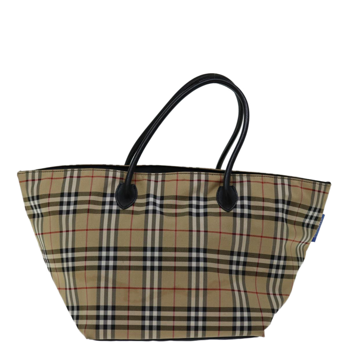 Burberry Nova Check Blue Label Hand Bag Nylon Beige Auth bs13235