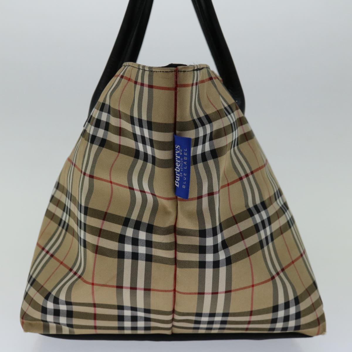 Burberry Nova Check Blue Label Hand Bag Nylon Beige Auth bs13235