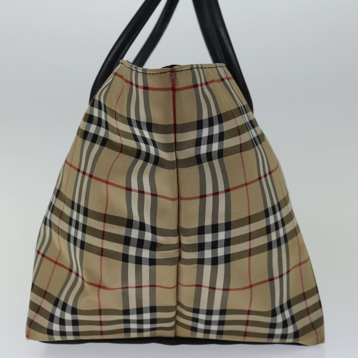 Burberry Nova Check Blue Label Hand Bag Nylon Beige Auth bs13235