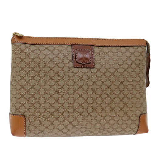 Luxury CELINE Macadam Canvas Clutch Bag Beige 13268