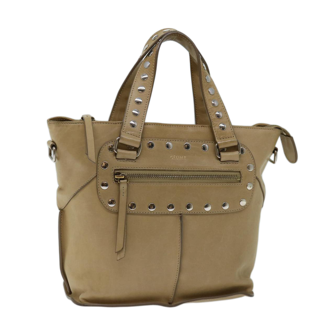 Luxury CELINE Hand Bag Leather Beige 13273