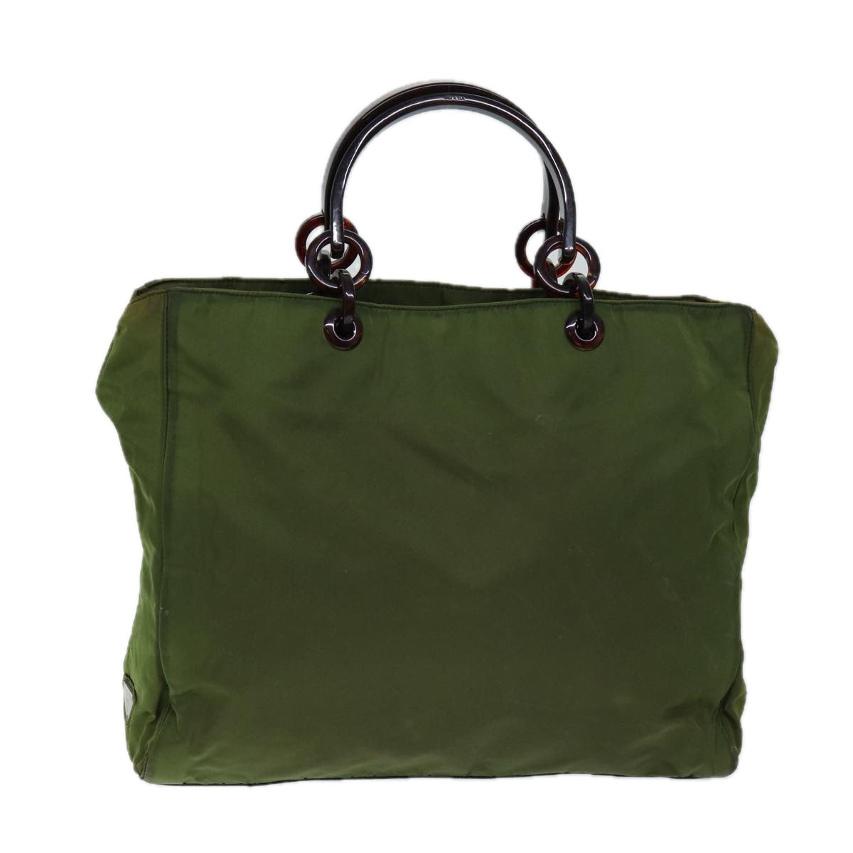 PRADA Hand Bag Nylon Khaki Auth bs13320