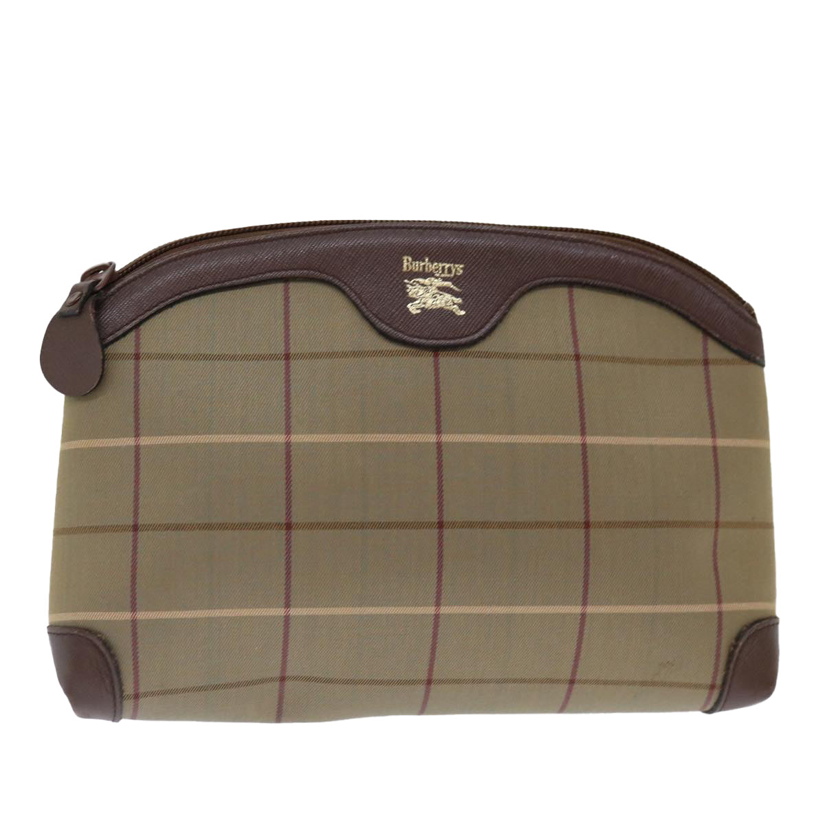 Burberry Nova Check Clutch Bag Canvas Brown Auth bs13397