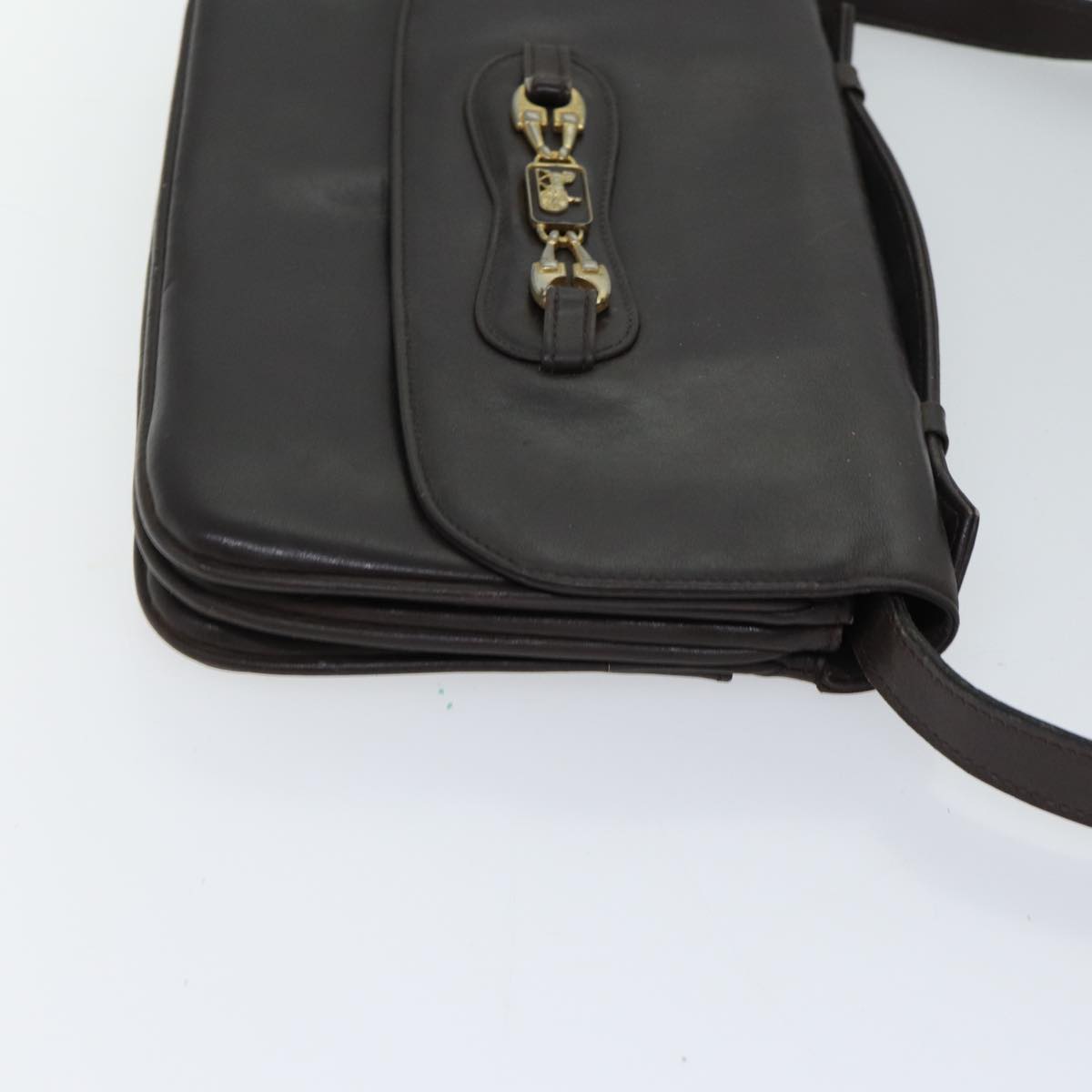 Luxury CELINE Shoulder Bag Leather Brown 13408