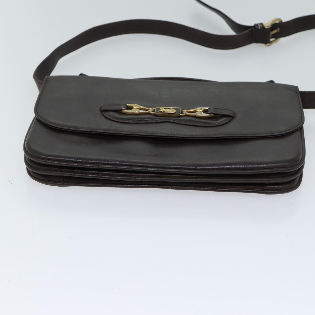 Luxury CELINE Shoulder Bag Leather Brown 13408