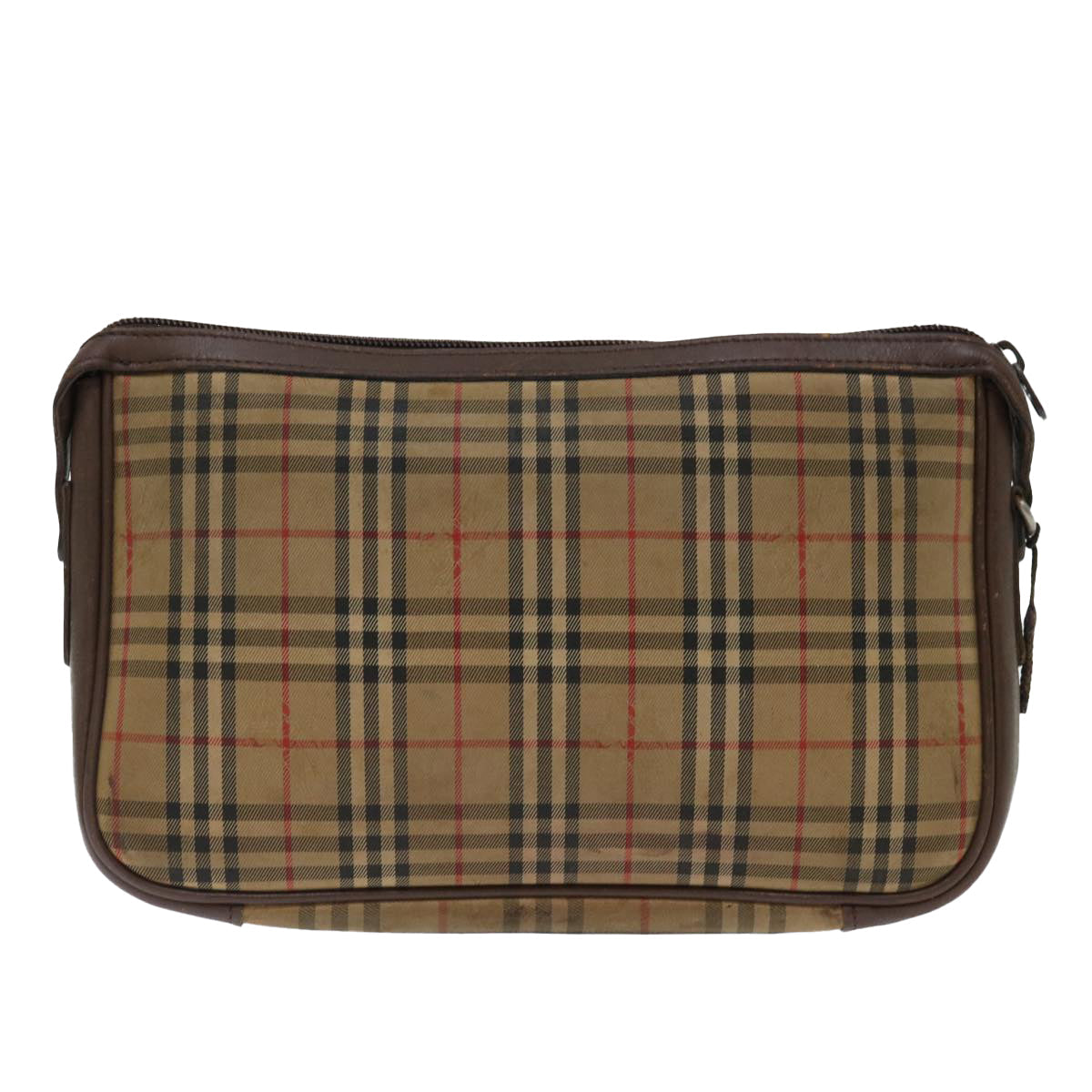 Burberry Nova Check Clutch Bag Canvas Beige Auth bs13410