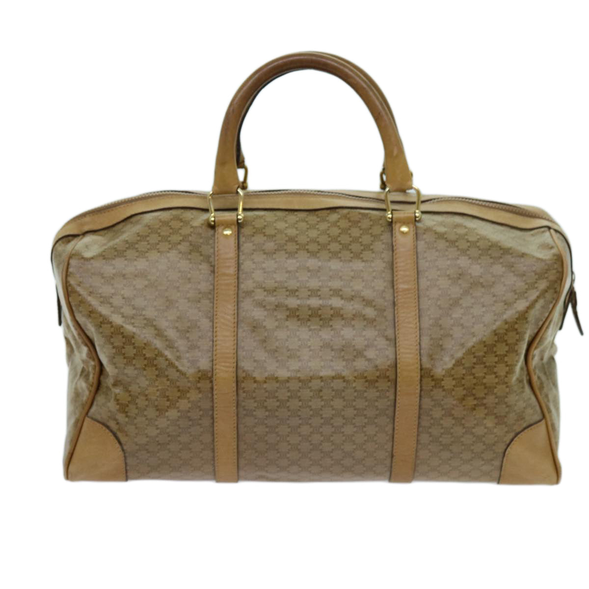Luxury CELINE Macadam Canvas Boston Bag Beige 13419