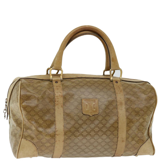 Luxury CELINE Macadam Canvas Boston Bag Beige 13428