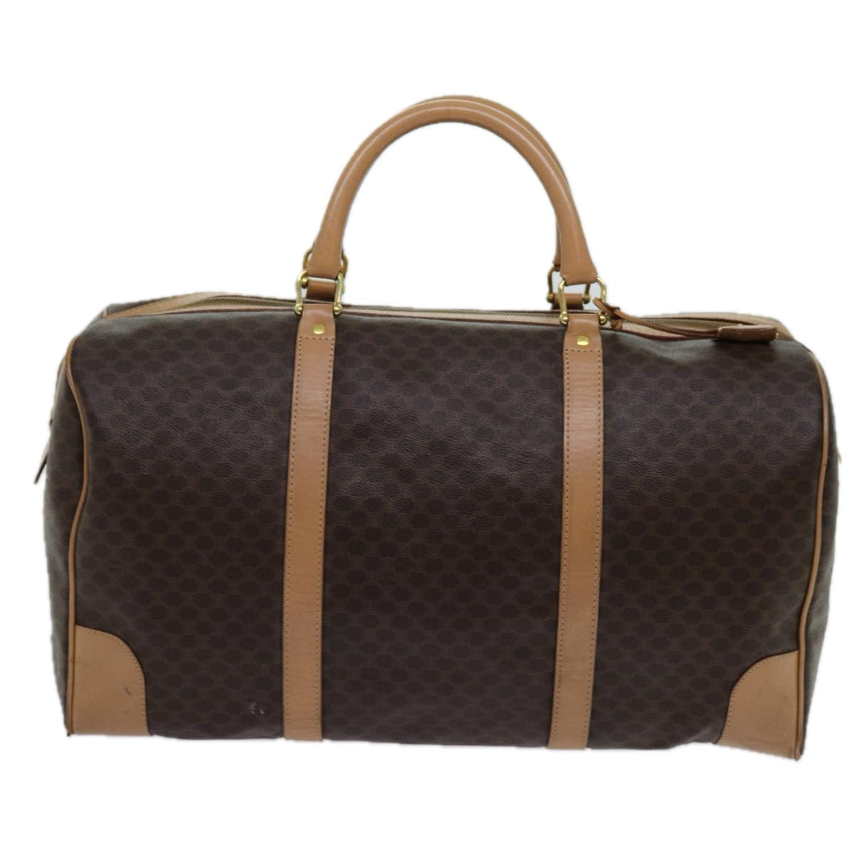 Luxury CELINE Macadam Canvas Boston Bag PVC Brown 13430