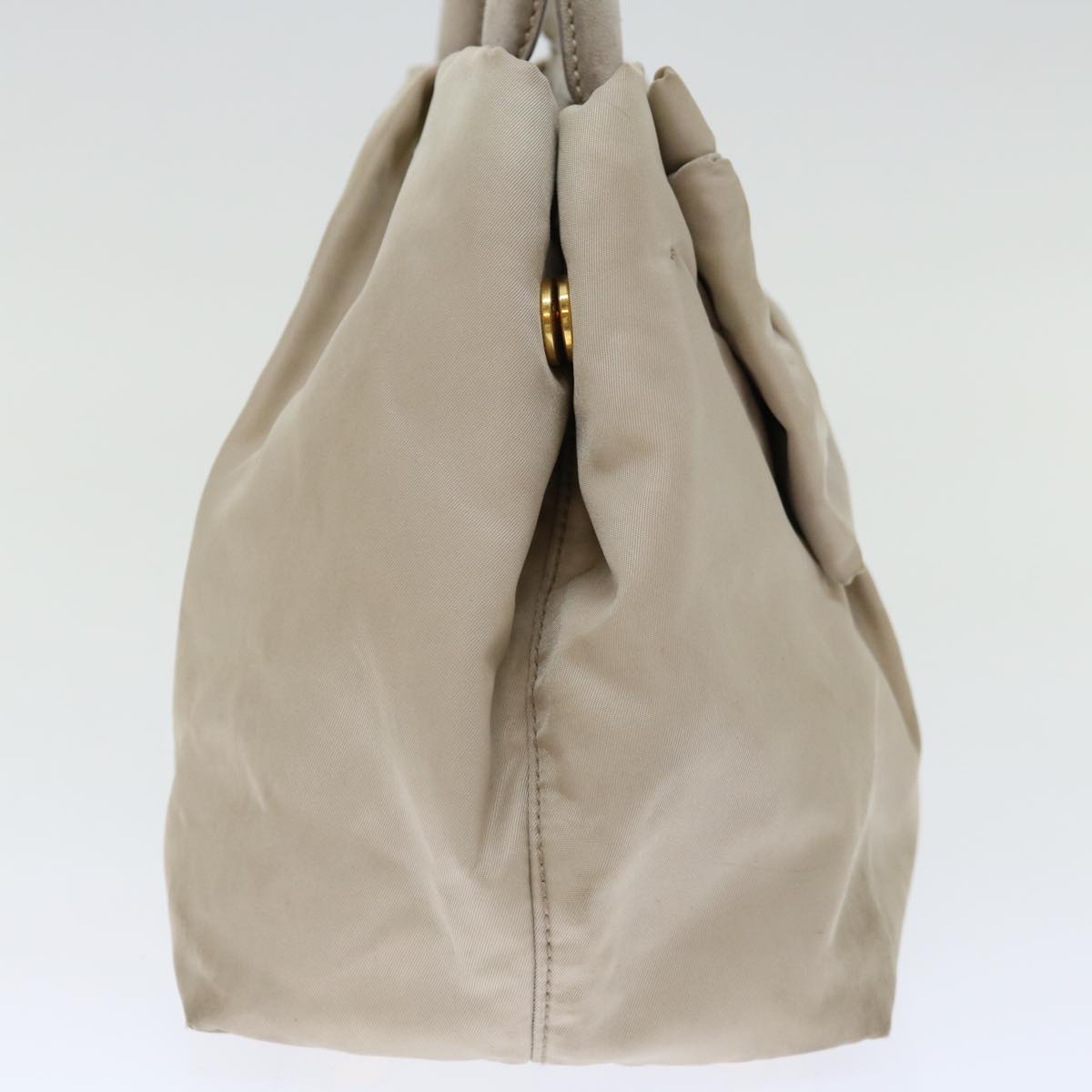 PRADA Hand Bag Nylon Beige Auth bs13455