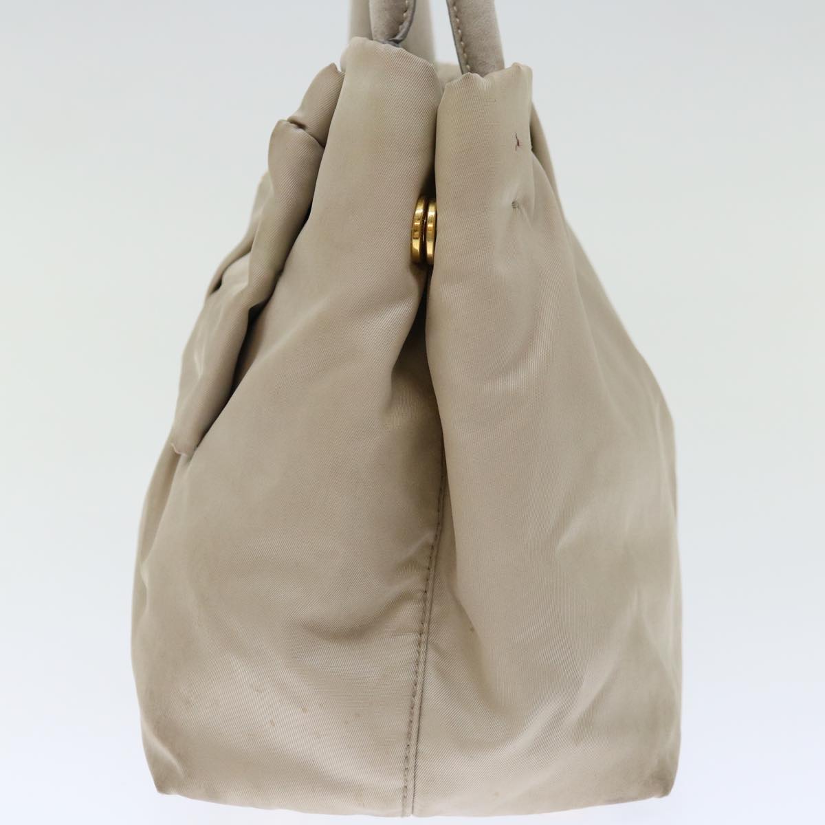 PRADA Hand Bag Nylon Beige Auth bs13455
