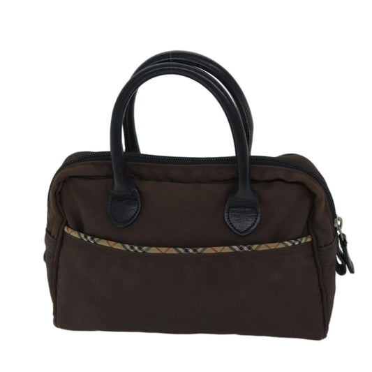 Burberry Golf Nova Check Hand Bag Nylon Brown Auth bs13606