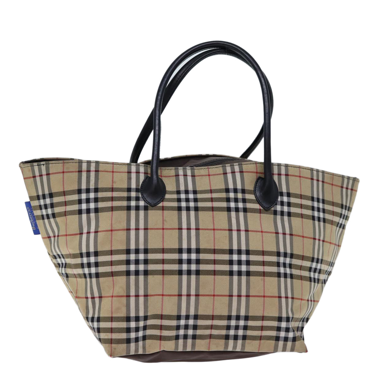 Burberry Nova Check Blue Label Tote Bag Nylon Beige Brown Auth bs13688