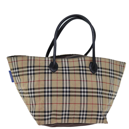 Burberry Nova Check Blue Label Tote Bag Nylon Beige Brown Auth bs13688