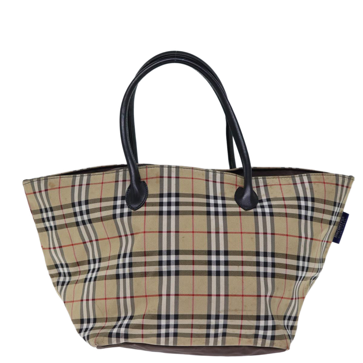 Burberry Nova Check Blue Label Tote Bag Nylon Beige Brown Auth bs13688