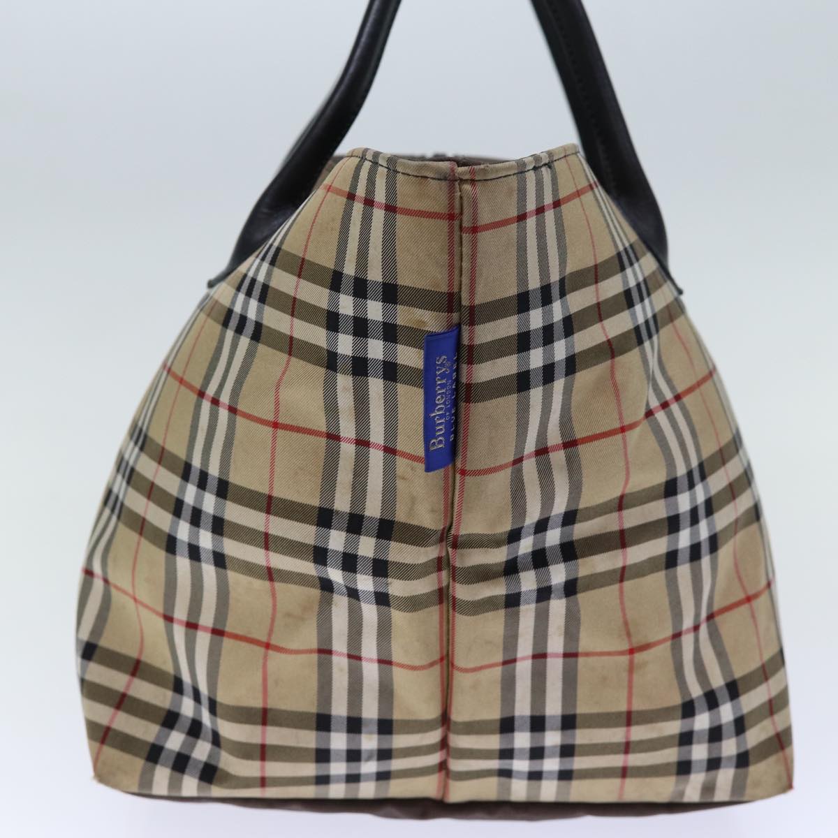 Burberry Nova Check Blue Label Tote Bag Nylon Beige Brown Auth bs13688